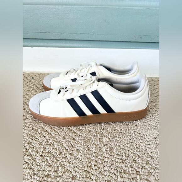 Adidas VL court base white blue suede samba lace up sneaker athletic size 9 fall - Picture 6 of 7